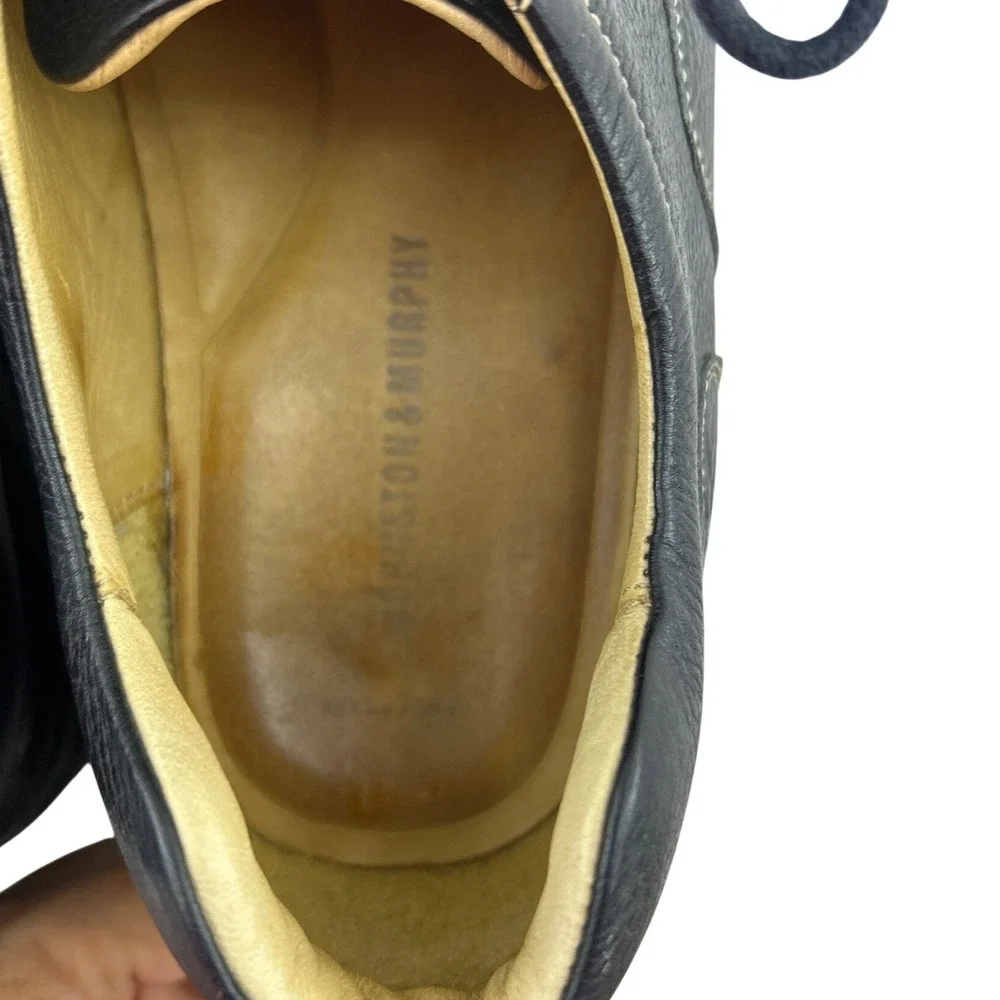 Johnston‎ & Murphy Mens Black Pebbled Leather Bicycle Toe Oxfords Size 13 M